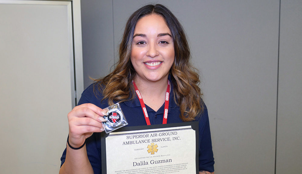 superior ambulance ems challenge coin recipient dalia guzman