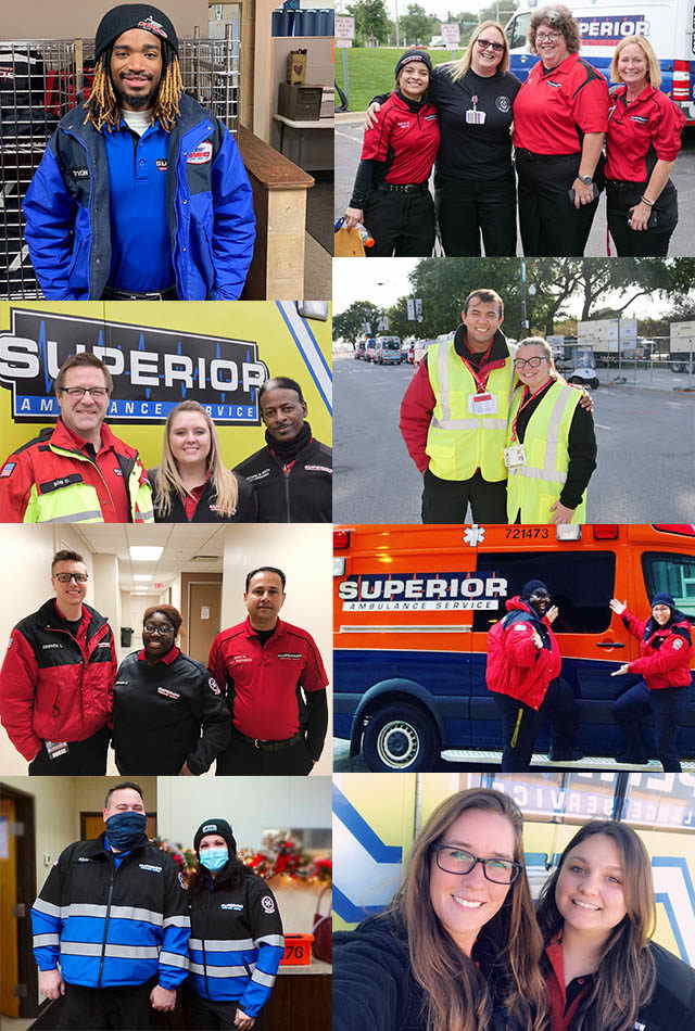 superior ambulance employee collage