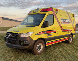 Front View of Yellow Ambulance Superior Ambulance