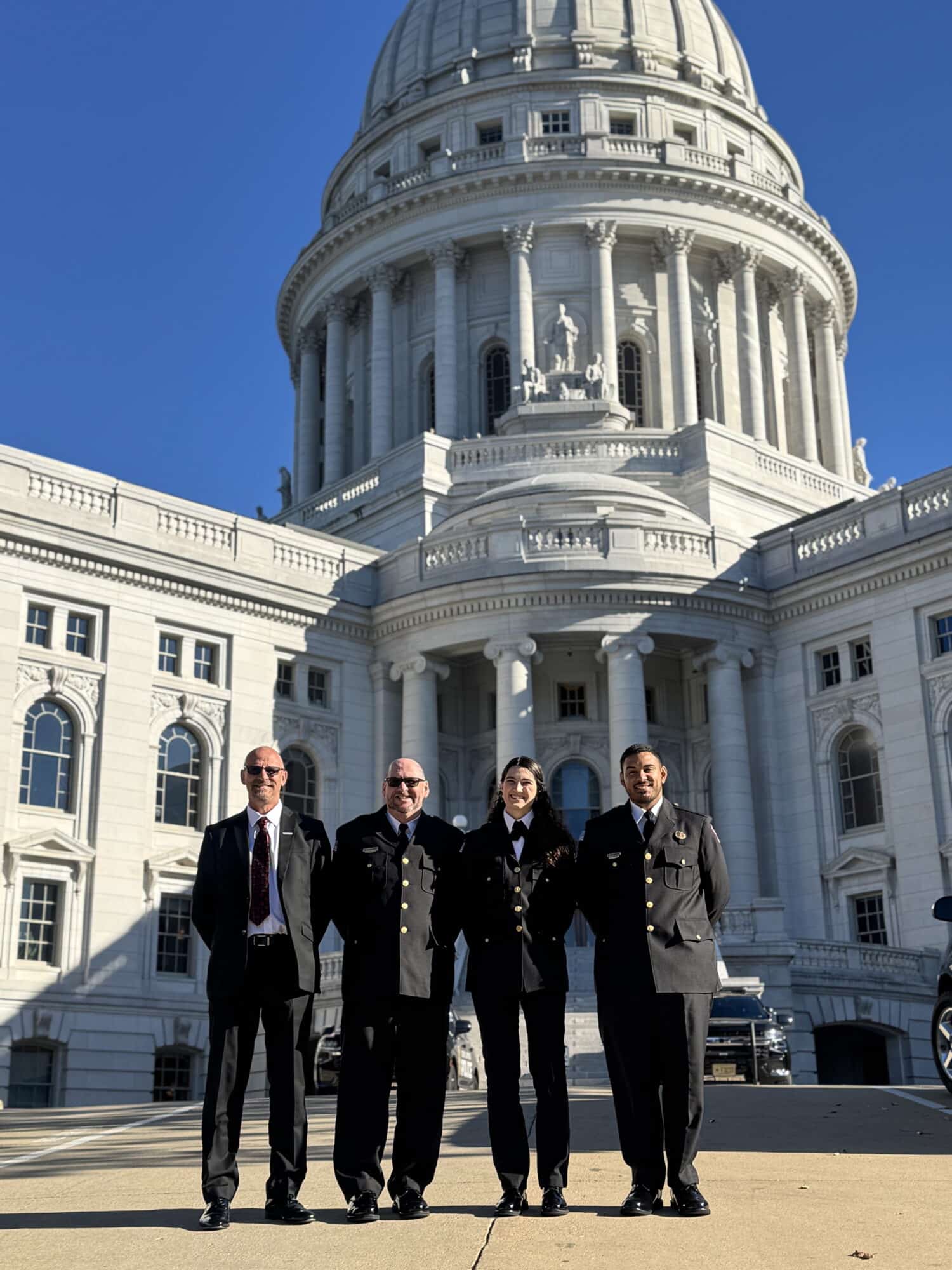 Wisconsin Stars of Life standing in front of Wisconsin state capital